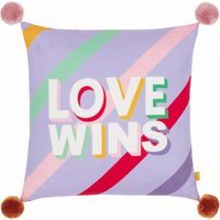 Pom Poms Love Wins Printed Cushion - Lilac - thumbnail 1