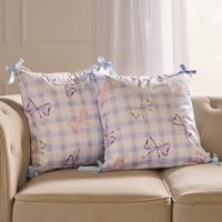 OHS Bow Print Cushion Covers - Blue / 45cm / 2