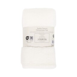 Pack of 2 Teddy Fleece Pillowcases - White - thumbnail 2