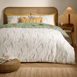 Meadow Flora Reversible Printed Duvet Cover Set - Green / Superking - thumbnail 4
