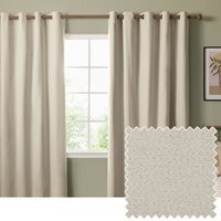 The Ultimate Blackout Textured Woven Eyelet Curtain Pair - Ecru / 137cm / 168cm - image 1