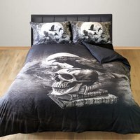Alchemy Poe's Raven Duvet Cover Set Gothic Skull - Black / Superking