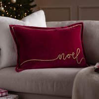Winter Noel Applique Velvet Cushion - Red / Polyester