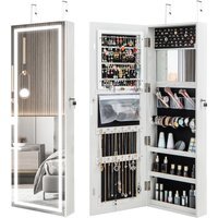 LED Mirror Jewellery Cabinet Jewellery Armoire Organizer - White