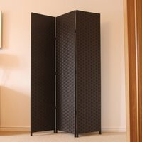 Free Standing Woven Paper Folding Decorative Screen - Black - image 1
