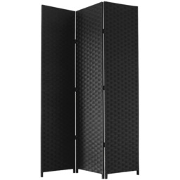 Free Standing Woven Paper Folding Decorative Screen - Black - thumbnail 2