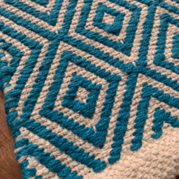 Turquoise Diamond Weave Cotton Handloom Rug 60 x 90cm - Turquoise - thumbnail 2