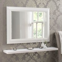 Textured White Framed Wall Mirror - White / 77cm - thumbnail 1