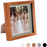 "3D Box Photo Frame - 8 x 8"" with 6 x 6"" Mount - Dark Wood/Grey"