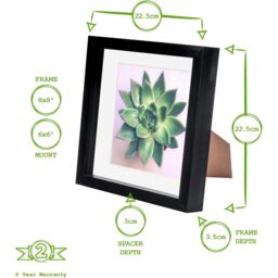 "3D Box Photo Frame - 8 x 8"" with 6 x 6"" Mount - Dark Wood/Grey" - thumbnail 5