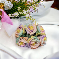 Bunch of 6 Small Foam Tea Roses  - Pastel Rainbow - image 1