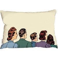 A Crowd Of Spectators Stand Back Retro Style Pop Art Outdoor Cushion - Yellow - thumbnail 1