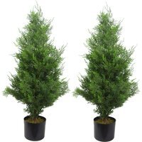 Pair of Artificial Cypress Topiary Trees - Cedar / 45cm
