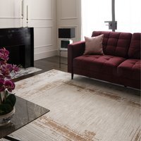 Strata Gold Cream Sketched Border Rug - Gold / 230cm