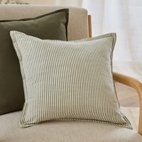 Truro Striped Cotton Cushion - Moss / Polyester