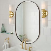 Oval Metal Wall Mirror - Black - image 1
