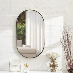 Oval Metal Wall Mirror - Black - thumbnail 2