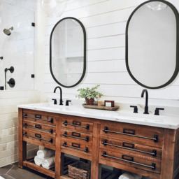 Oval Metal Wall Mirror - Black - thumbnail 3