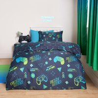 Neon Gaming Geo Reverse Duvet Set - Green/Blue / Double - image 1