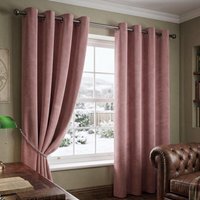 Velvet Look Eyelet Ring Top Blackout Curtains - Blush / 117cm / 183cm