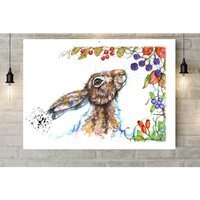 Hare Watercolour Wall Canvas - Brown / 8 x 12 in