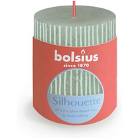 Bolsius Striped Silhouette Pillar Candle (80 x 68 mm) - Jade Green