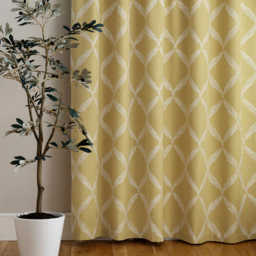 Olivia Lattice Room Darkening Pencil Pleat Curtain Pair - Citron / 183cm / 229cm - thumbnail 4