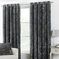 Verona Crushed Velvet Eyelet Curtains - Pewter / 228cm - image 1