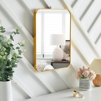 Rectangular Smooth Edges Wall Mirror - Gold