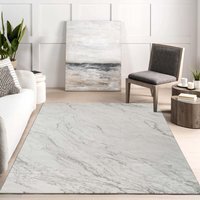 Novu Modern Abstract Living Room Area Rug Metallic Sheen- Valley Grey - Grey / 230cm - image 1