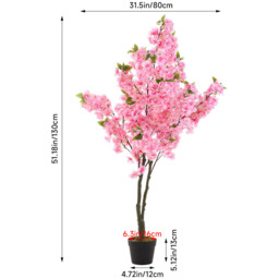 Potted Artificial Cherry Blossom Tree - Pink - thumbnail 2