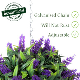 Best Artificial 24cm Purple Lush Lavender Hanging Basket Flower Topiary Ball - Purple - thumbnail 3