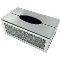 Crush Crystal Mirrored Diamante Rectangular Tissue Box Cover - Silver
