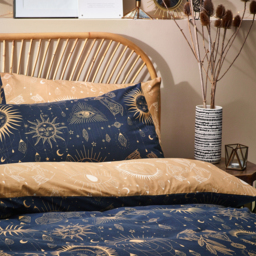 Constellation Celestial Duvet Cover Set - Gold/Navy / Single - thumbnail 3
