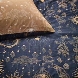 Constellation Celestial Duvet Cover Set - Gold/Navy / Single - thumbnail 4