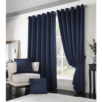 Adiso Eyelet Ring Top Curtains - Dark Blue / 229cm / 183cm - thumbnail 1