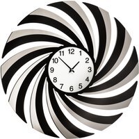 Vole 60cm Dia Black Mirrored Wall Clock - Black & White