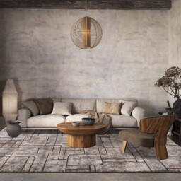 Belgravia Living Room Area Rug Metallic Sheen Contemporary Modern Cobble Design - Mocha / 230cm - thumbnail 4