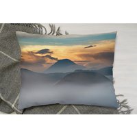 View Of Mount Bromo In Morning Time Cushion Cushion - Grey - image 1