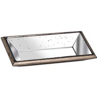 Astor Distressed Mirrored Display Tray with Wooden Detailing - Brown - image 1