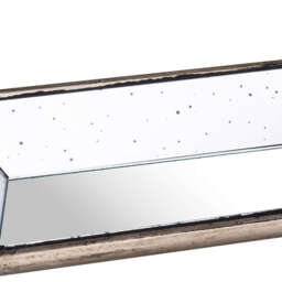 Astor Distressed Mirrored Display Tray with Wooden Detailing - Brown - thumbnail 2