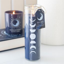 Blue Moon Phase Fig Vanilla Scented Glass Candle Burn Time - Blue - thumbnail 4