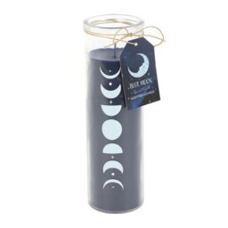 Blue Moon Phase Fig Vanilla Scented Glass Candle Burn Time - Blue - thumbnail 2
