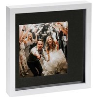 "3D Box Photo Frame - 10 x 10"" with 6x6"" Mount - White/Black" - image 1