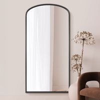 MirrorOutlet Angustus Black Metal Arched Wall Leaner Mirror - Black - image 1