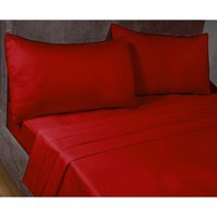 "SleepND Percale 180 Thread Count Polycotton Plain Fitted Sheet (16"" Box) - Red / Single"