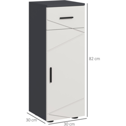 kleankin Slim Bathroom Storage Cabinet with Door and Drawer - Grey - thumbnail 2