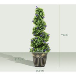 HOMCOM 2 Pack Artificial Plants Spiral Topiary with Lavender 115cm - Green / 21.5cm - thumbnail 3