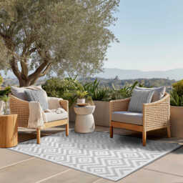 Sapporo Geometric Pattern Outdoor Rug - Grey - thumbnail 2