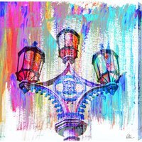 London Big Ben Street Lamps Graphic Art Wrapped on Canvas - Blue / 76cm